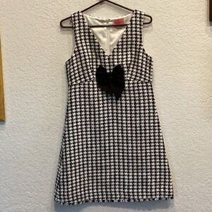 Tweed Houndstooth Kate Spade w black bow Dress sz 6